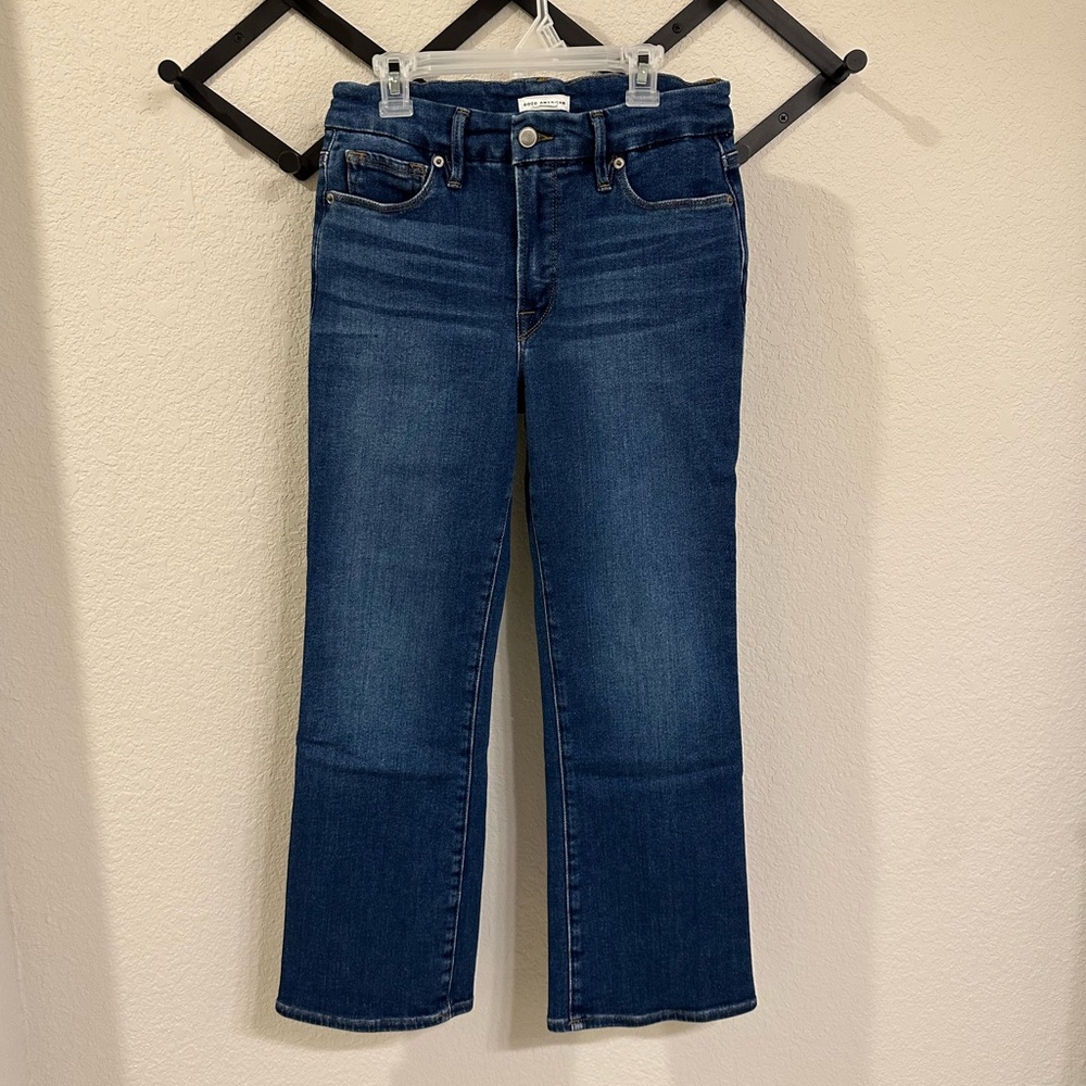 Good American Good Legs Crop Mini Boot Jean Style GLCMB731T, Size 6/28